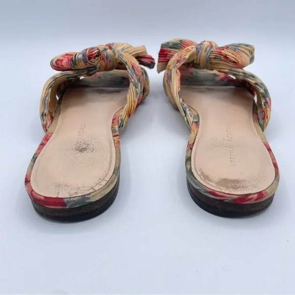 Loeffler Randall Daphne Pleated Knot Flat Sandals 9 Floral - Picture 10 of 16